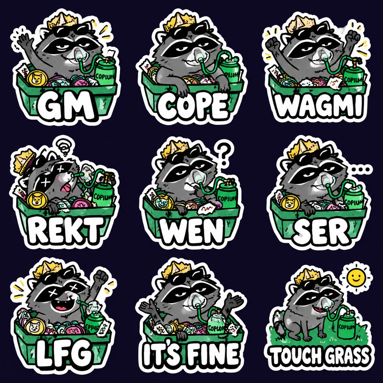 Rekt Raccoon sticker pack