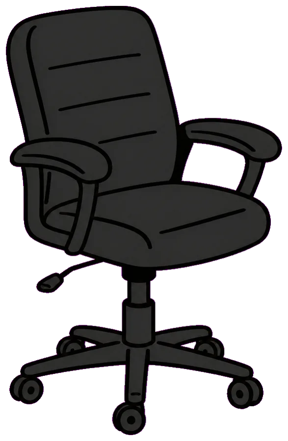 An empty office chair. Nobody is getting paid yet.