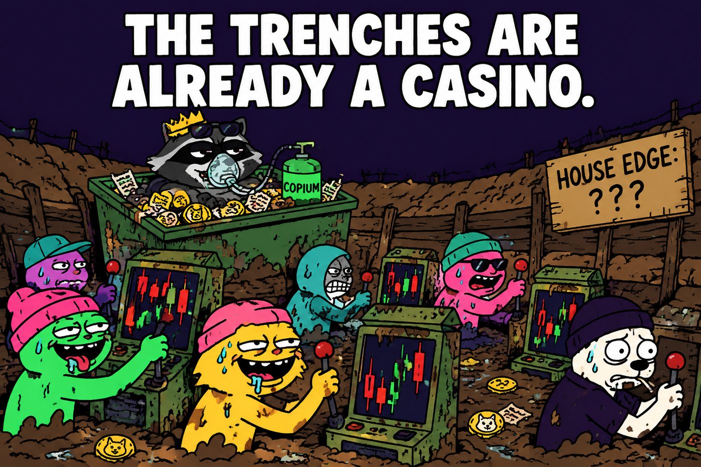 Degens drowning in red candles while the dev walks away